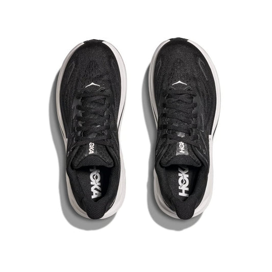 HOKA Clifton 10 Black & White Cushioned Running Shoes