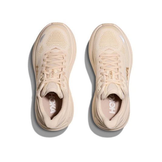 HOKA Bondi 9 Beige Cushioned Running Shoes