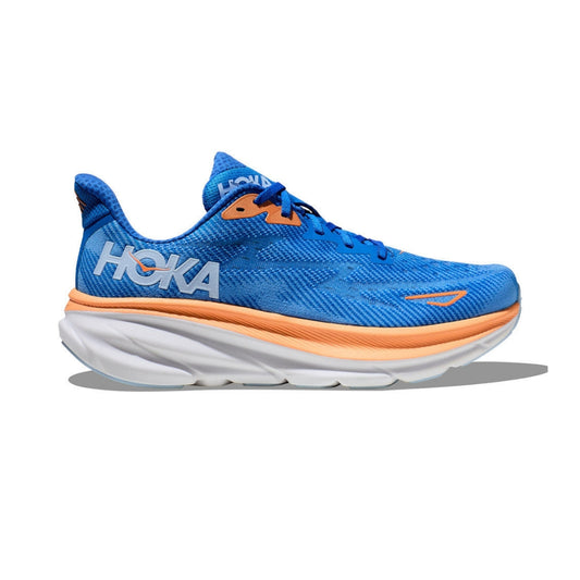 HOKA Clifton 9 Blue & Orange Cushioned Running Shoes