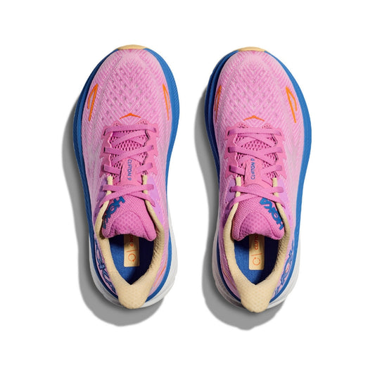 HOKA Clifton 9 Pink & Blue Cushioned Running Shoes