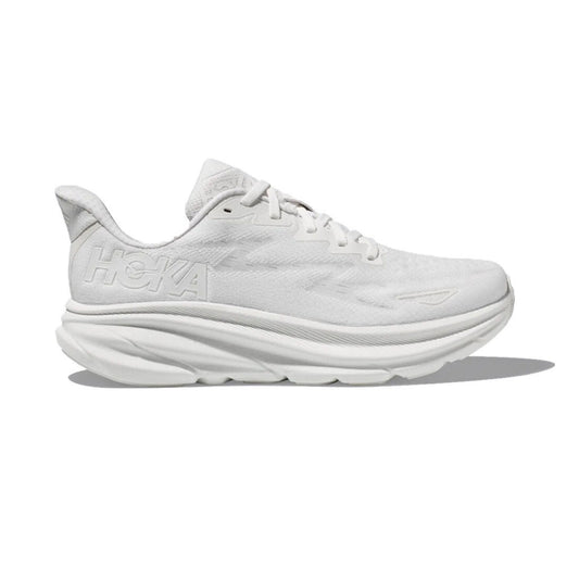 HOKA Clifton 9 Triple White Cushioned Running Shoes