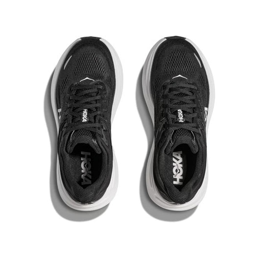 HOKA Bondi 9 Black & White Cushioned Running Shoes