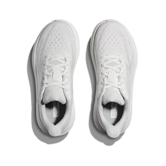 HOKA Clifton 9 Triple White Cushioned Running Shoes