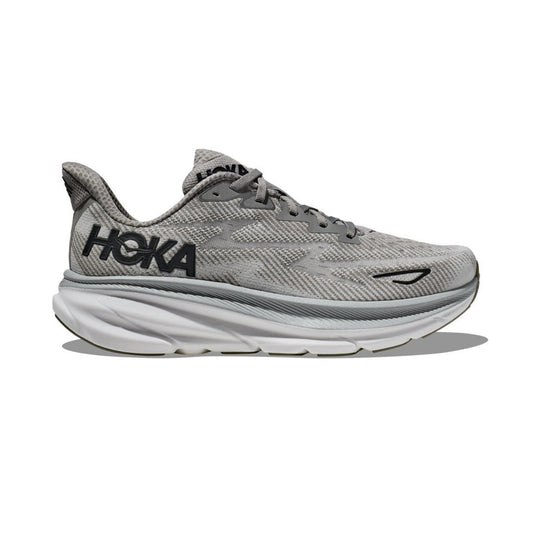 HOKA Clifton 9 Gray & Black Cushioned Running Shoes