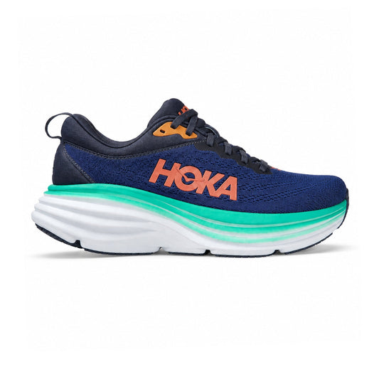 HOKA Bondi 8 Midnight Blue & Green Cushioned Running Shoes