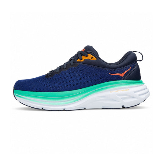 HOKA Bondi 8 Midnight Blue & Green Cushioned Running Shoes