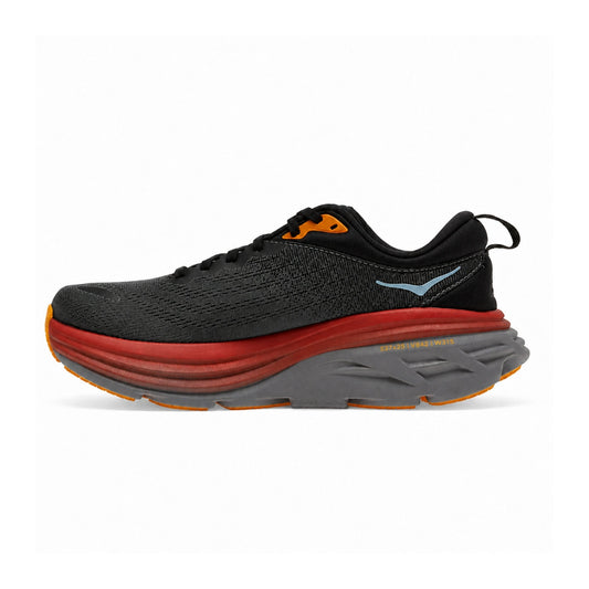 HOKA Bondi 8 Dark Gray & Burgundy Cushioned Running Shoes