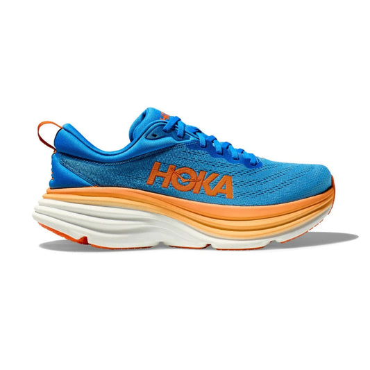 HOKA Bondi 8 Blue & Orange Cushioned Running Shoes