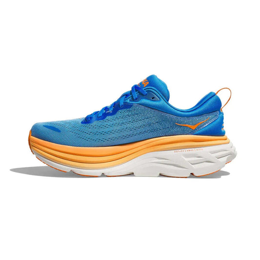 HOKA Bondi 8 Blue & Orange Cushioned Running Shoes
